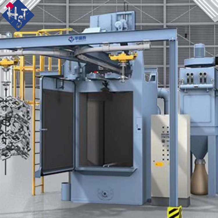 履帶拋丸機(jī)工作流程_履帶拋丸機(jī)視頻_連續(xù)履帶通過拋丸打砂機(jī)